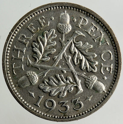 1933 George V Threepence Silver Coin | Fine Collectable Grade