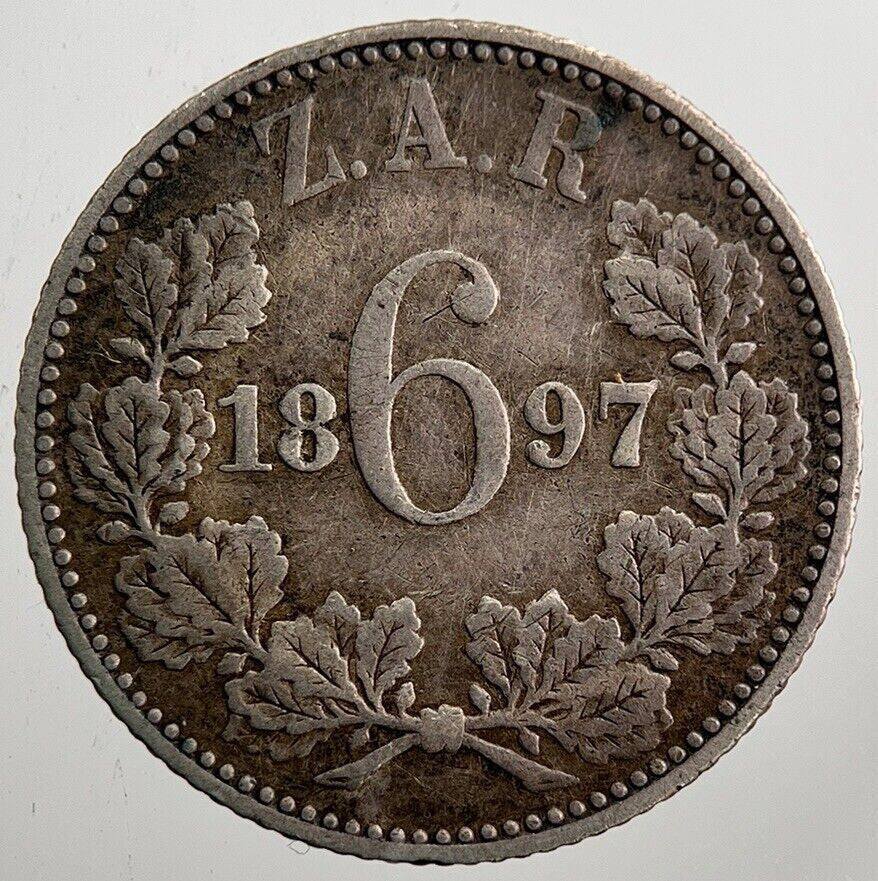 1897 South Africa Zar Sixpence Coin | Fine Collectable Grade | a7925