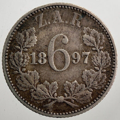 1897 South Africa Zar Sixpence Coin | Fine Collectable Grade | a7925