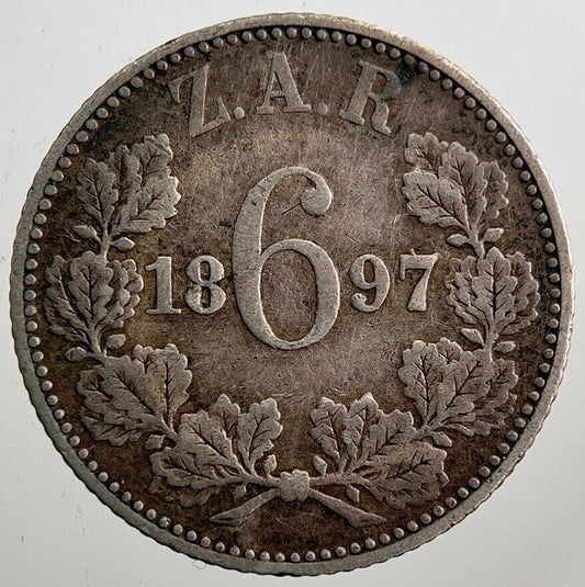 1897 South Africa Zar Sixpence Coin | Fine Collectable Grade | a7925