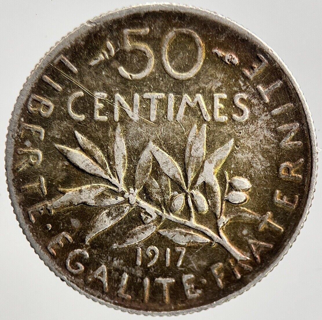 1917 France 50 Centimes Silver Coin | Fine Collectable Grade | a2106