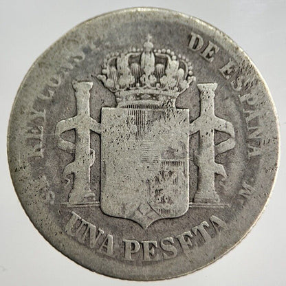 1887 Spain 1 One Peseta Silver Coin | Collectable Grade | a8415