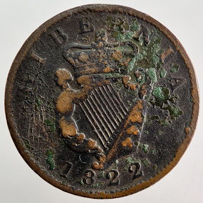 1822 Irish Half - Penny Coin | Fine Collectable Grade