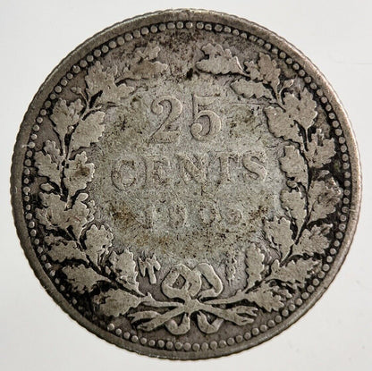 1905 Netherlands 25 Cents Silver Coin | Fair Grade