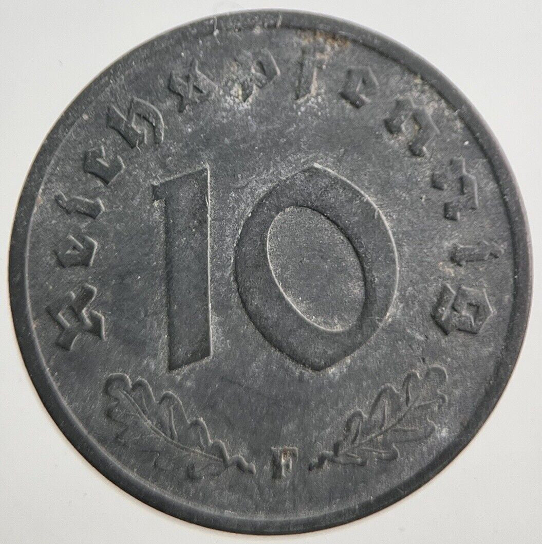 1943 - F Germany Nazi 10 Pfennig Coin | Very High Grade | a7875