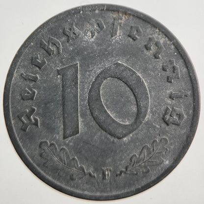 1943 - F Germany Nazi 10 Pfennig Coin | Very High Grade | a7875