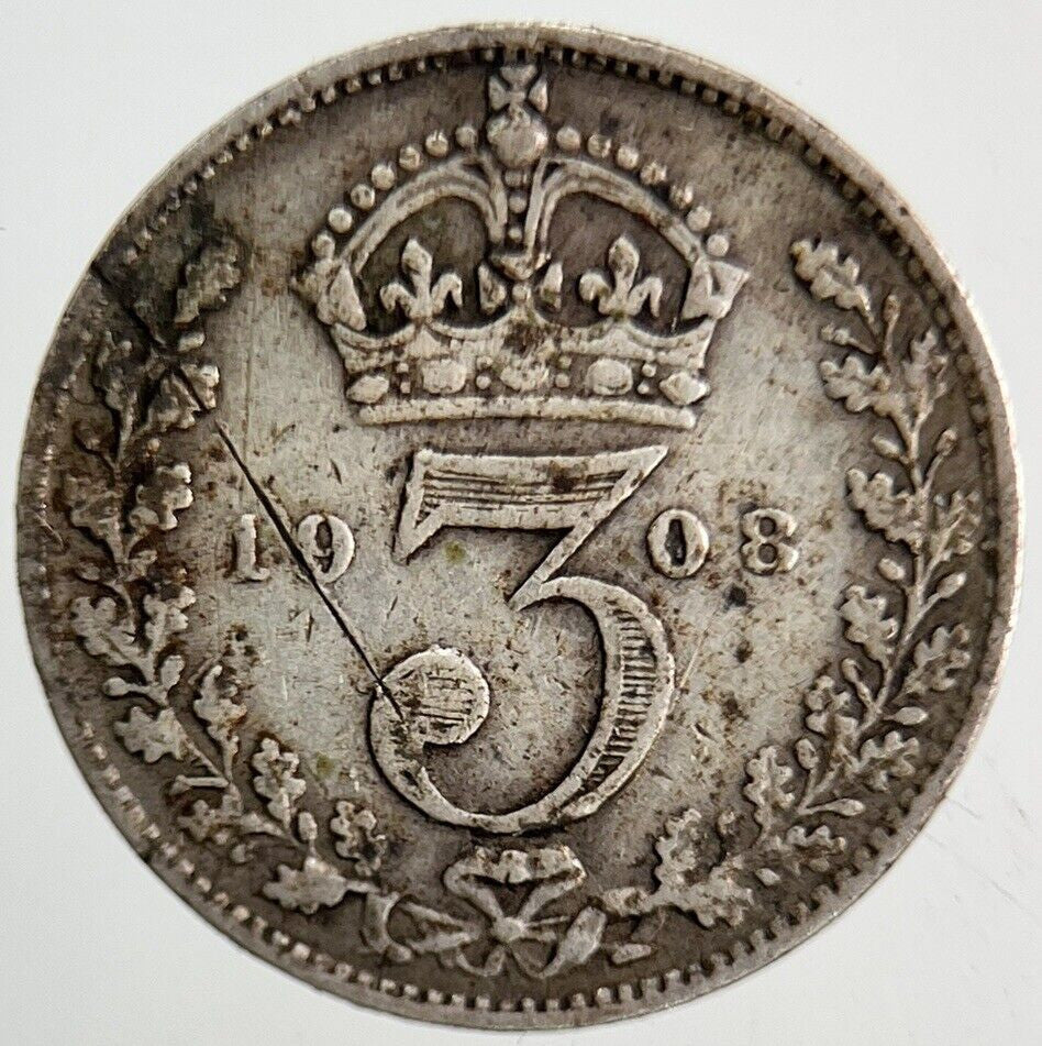 1908 Edward VII Threepence Silver Coin | Fine Collectable Grade
