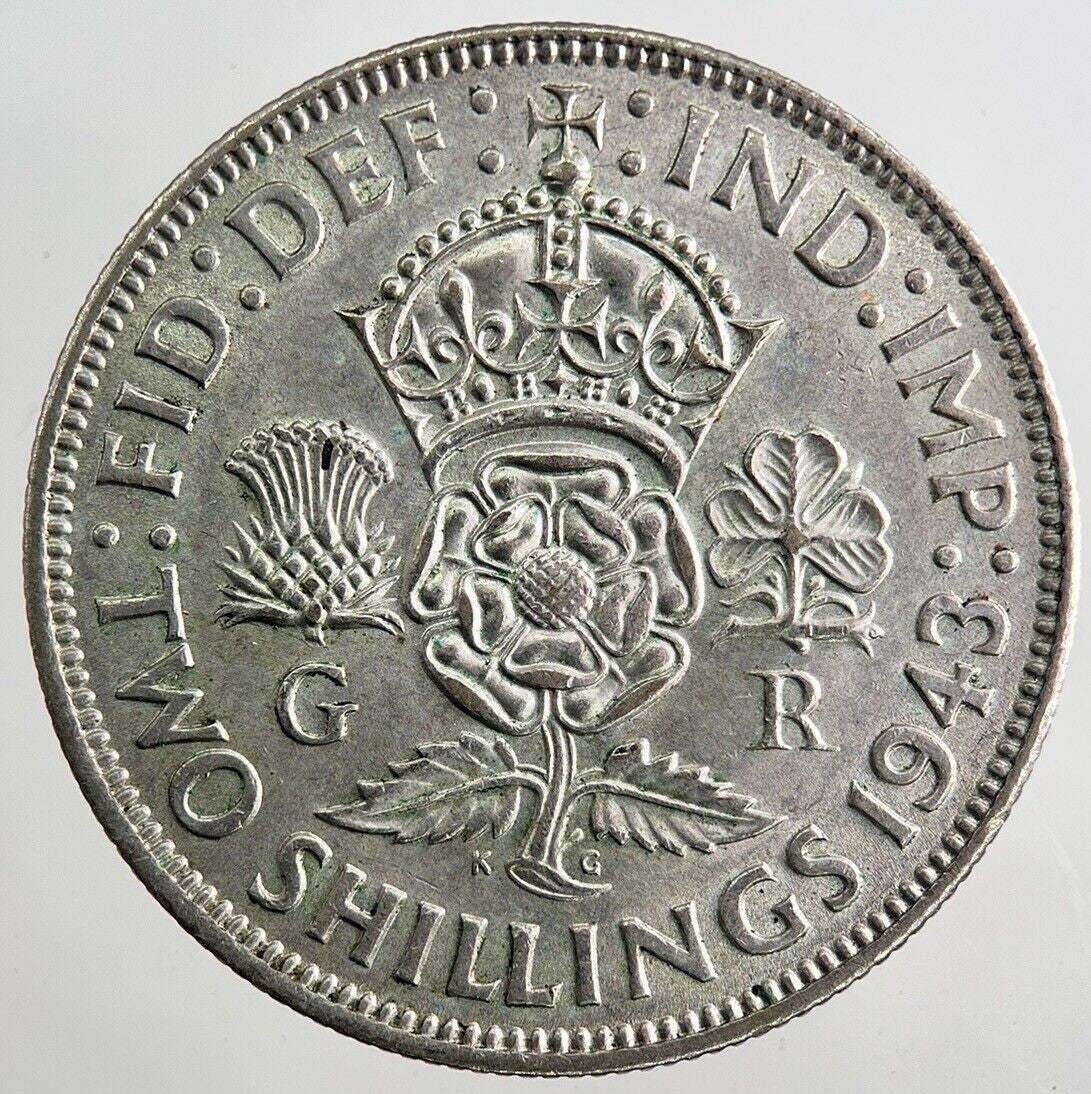 1943 George VI Florin Silver Coin | Very High Grade | a8132