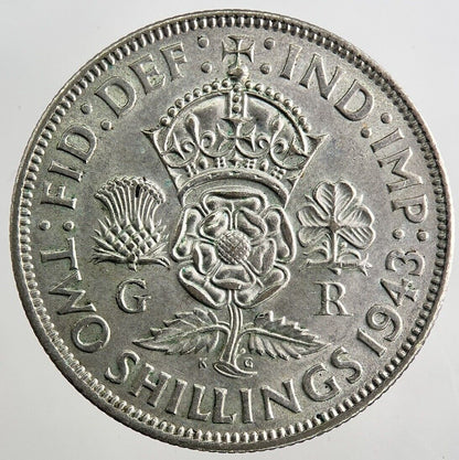 1943 George VI Florin Silver Coin | Very High Grade | a8132