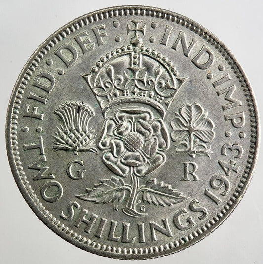 1943 George VI Florin Silver Coin | Very High Grade | a8132