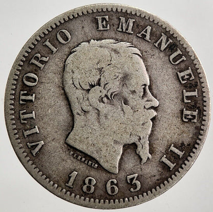 1863 Italy 1 One Lira Silver Coin | Collectable Grade | a7966