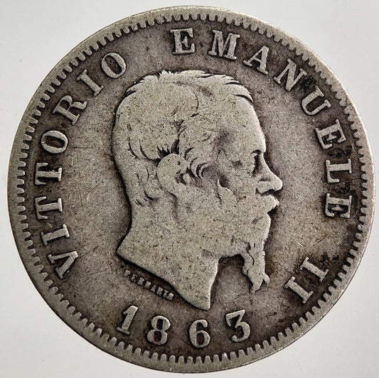 1863 Italy 1 One Lira Silver Coin | Collectable Grade | a7966