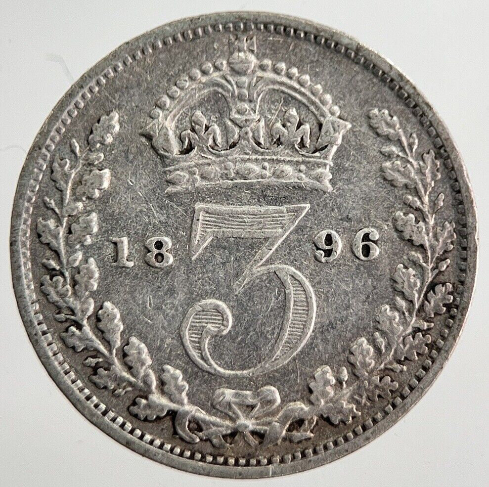 1896 Victoria Threepence Silver Coin | Very High Grade | a8539