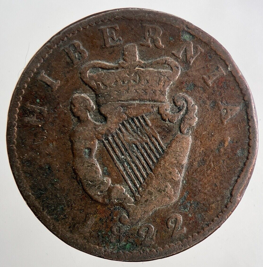 1822 George IV Irish Hibernia Half - Penny Coin | Fine Collectable Grade | a9486