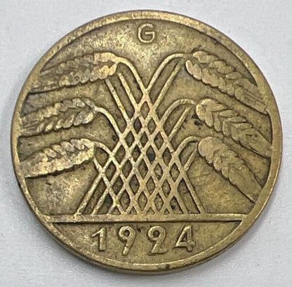 1924 - G Germany 10 Pfennig Coin | Fine Collectable Grade | a1465