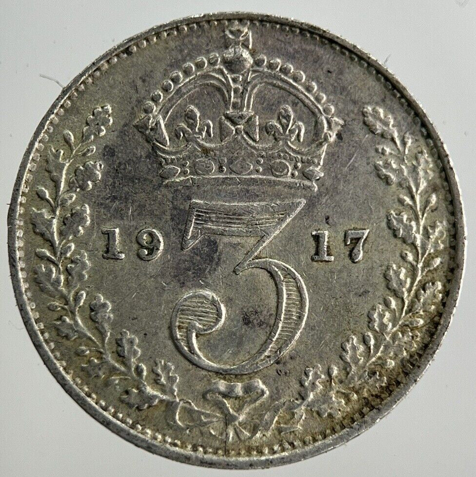 1917 George V Threepence Silver Coin | Very High Grade