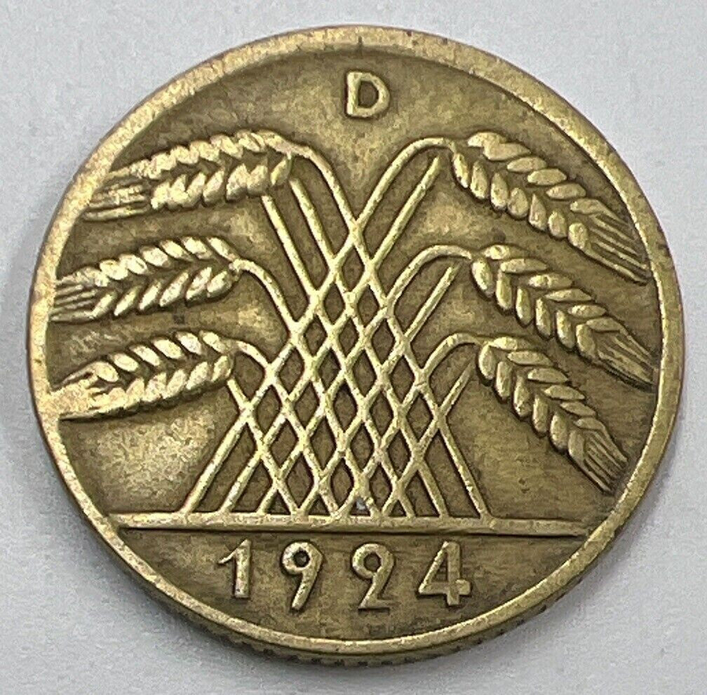 1924 - D Germany 10 Pfennig Coin | Fine Collectable Grade | a1466