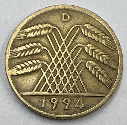 1924 - D Germany 10 Pfennig Coin | Fine Collectable Grade | a1466