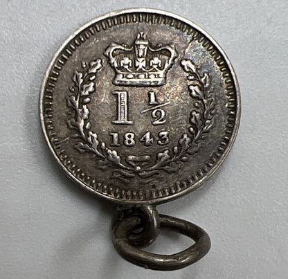 1843 1-1/2 Pence | British Silver Coin | Victoria | Fine Collectable Grade a166
