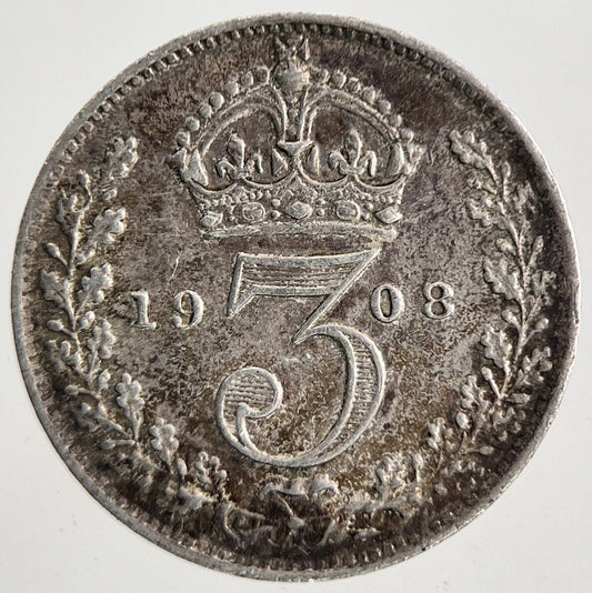 1908 Edward VII Threepence Silver Coin | Very High Grade | a9819