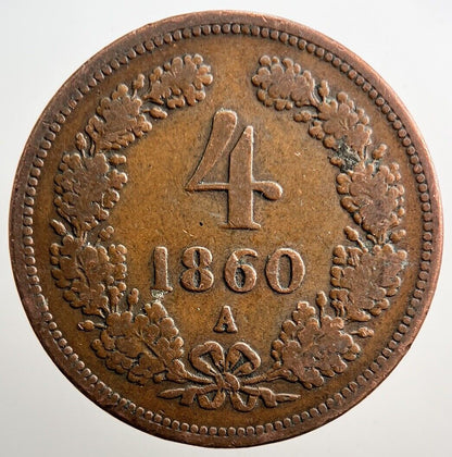 1860 Austria 4 Cruisers Coin | Collectable Grade | a3831
