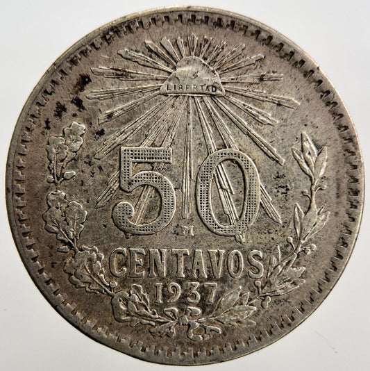 1937 - M 50 Centavos Mexico Silver Coin | Fine Collectable Grade | a1353