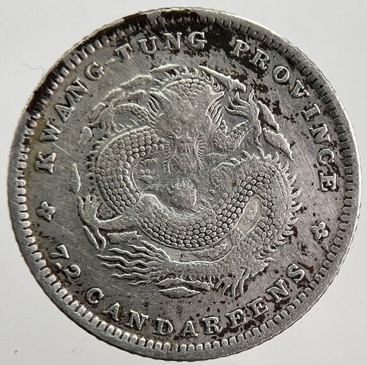 Old China Kwang - Tung 7.2 Candareens Silver Coin | Fine Collectable Grade | a2576
