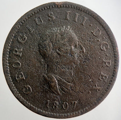 1807 George 3rd III Half - Penny British Coin | Fine Collectable Grade | a7526