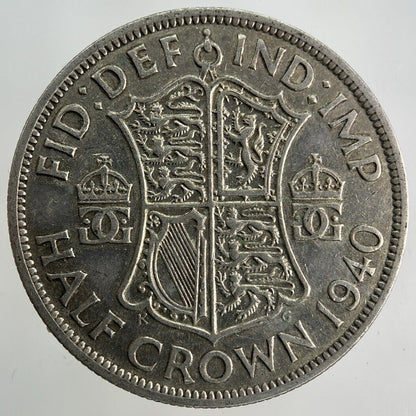 1940 George VI Half - Crown Silver Coin | Fine Collectable Grade
