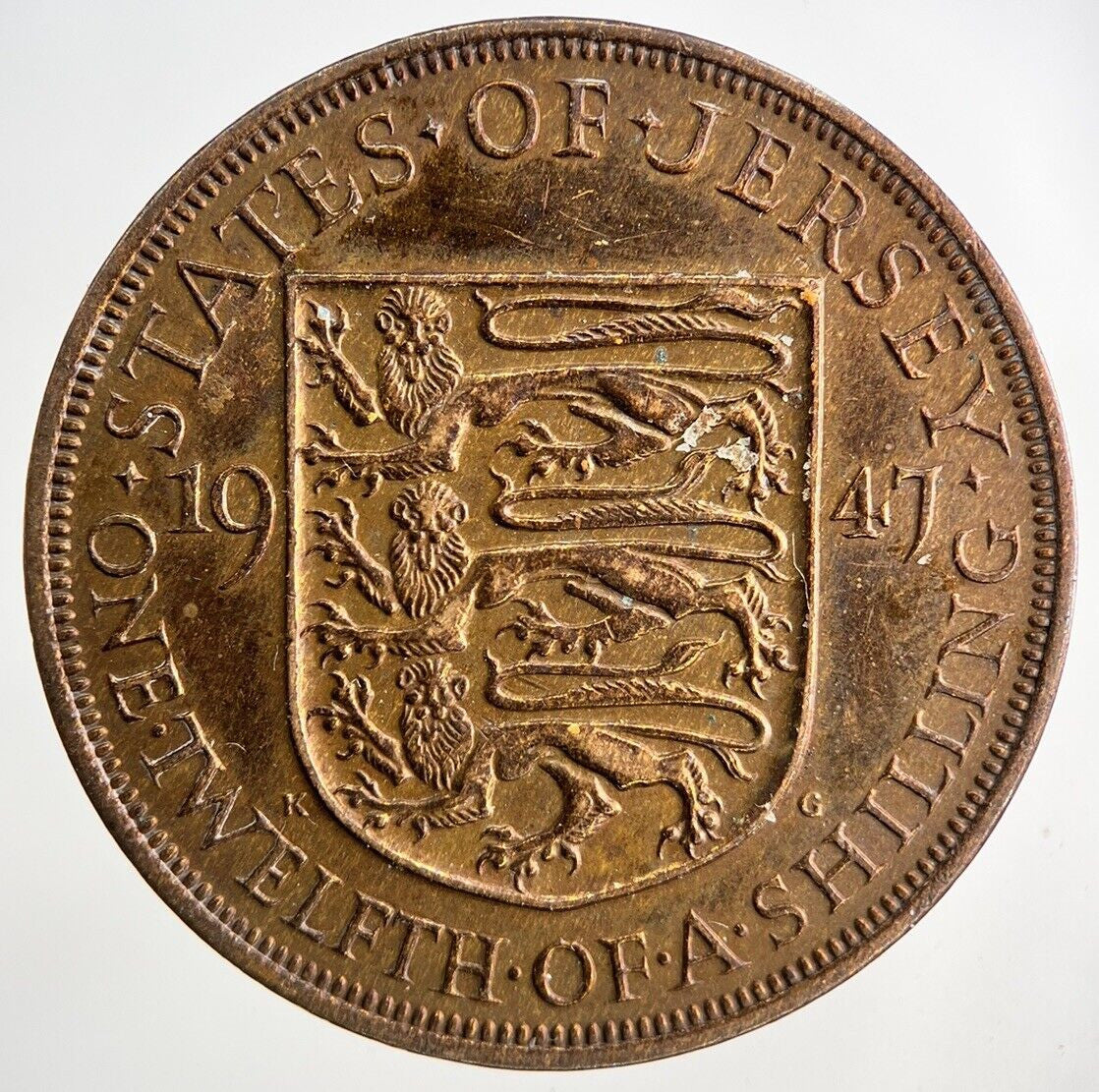 1947 Jersey One Twelfth Of A Shilling 1/12th Coin | Very High Grade