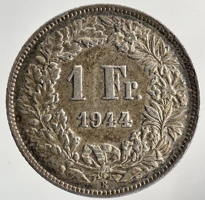 1944 Switzerland Swiss 1 Franc Silver Coin | Very High Grade