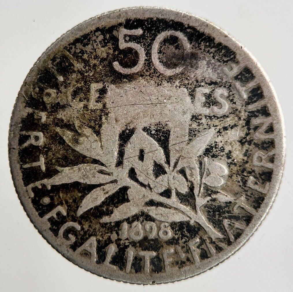 1898 France 50 Centimes Silver Coin | Fair Grade