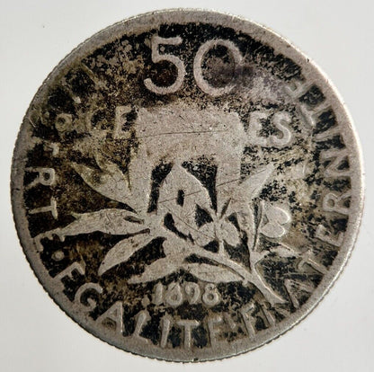 1898 France 50 Centimes Silver Coin | Fair Grade