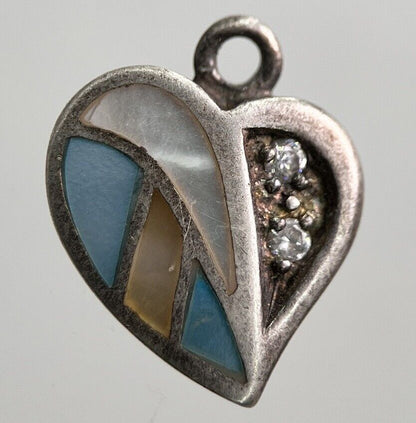 Old Thailand Silver .935 Heart Necklace Charm Amulet | Height 1.5cm | a7846