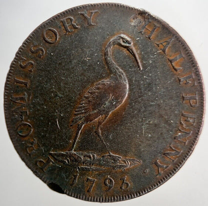 1793 Promissory Petersfield Half-Penny Token Coin | Very High Grade | a6605
