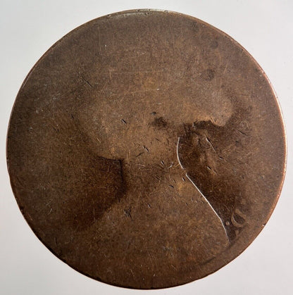 1870 Victoria One Penny Coin | Worn Grade