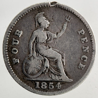 1854 Victoria Four - Pence Groat Silver Coin | Fine Collectable Grade