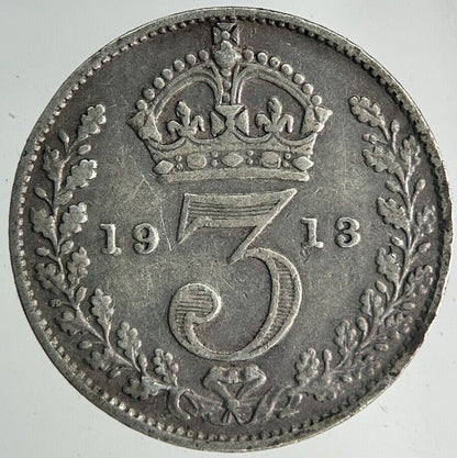 1913 George V Threepence Silver Coin | Fine Collectable Grade