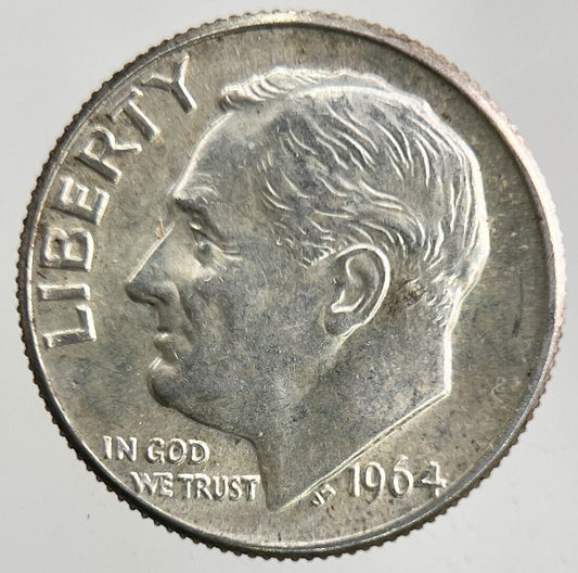 1964 - D US USA Roosevelt One Dime Silver Coin | Very High Grade