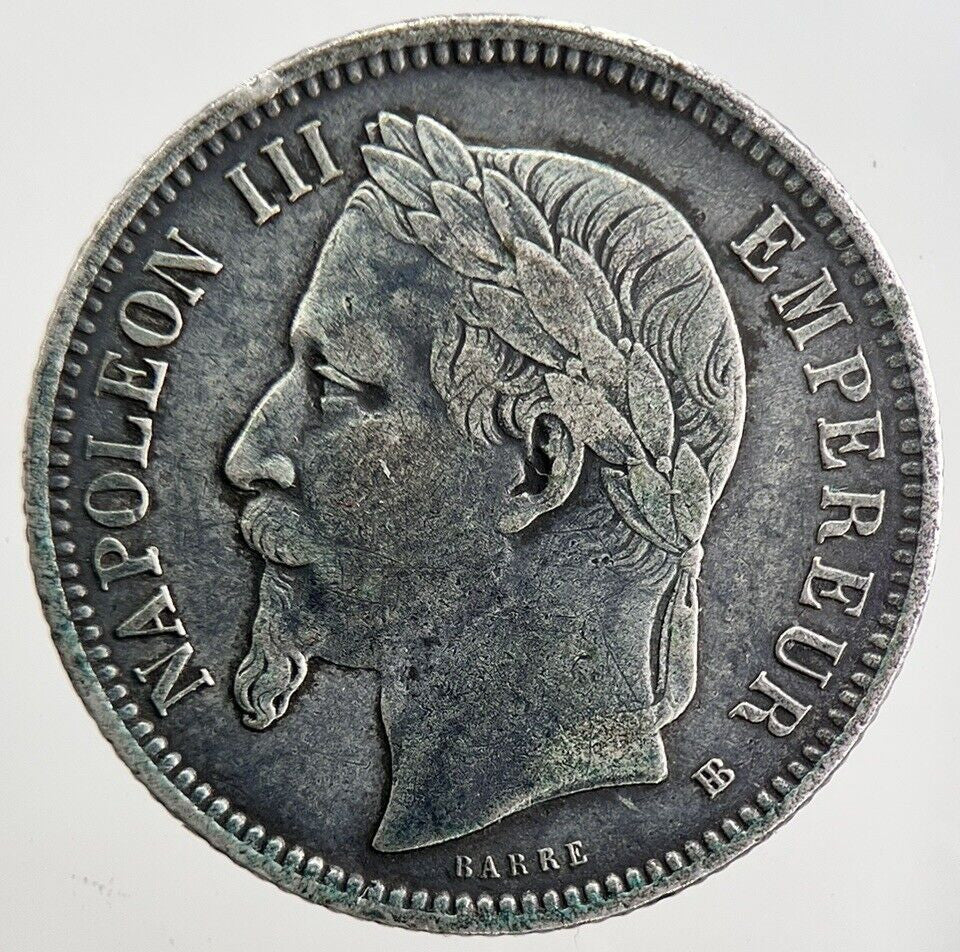 1869 Napoleon III 1 One Franc Silver Coin | Fine Collectable Grade | a2596