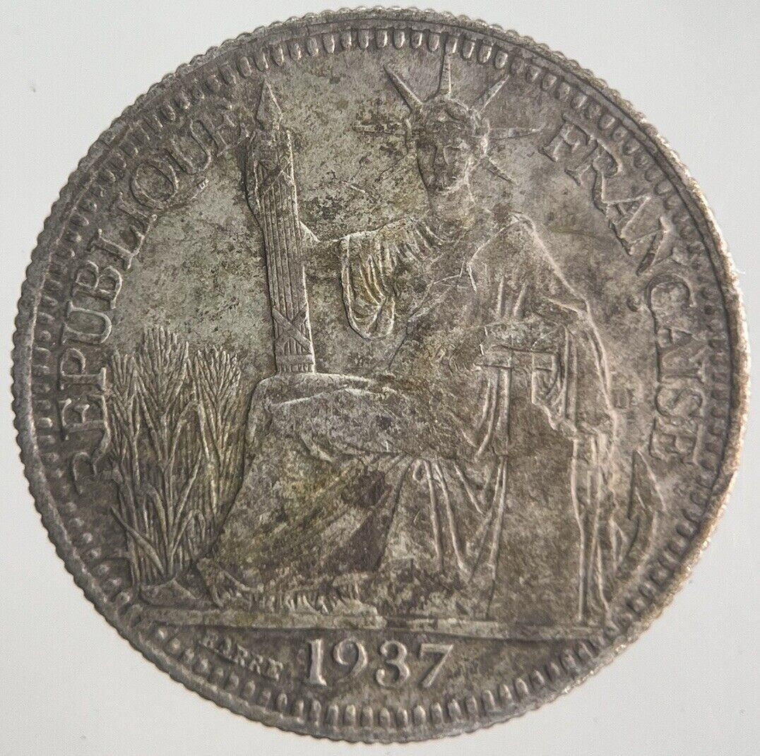 1937 10 Centimes Indo - China France Silver Coin | Fine Collectable Grade | a4464