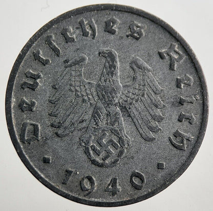 1940 - B Germany Nazi 10 Pfennig Coin | Very High Grade | a7877