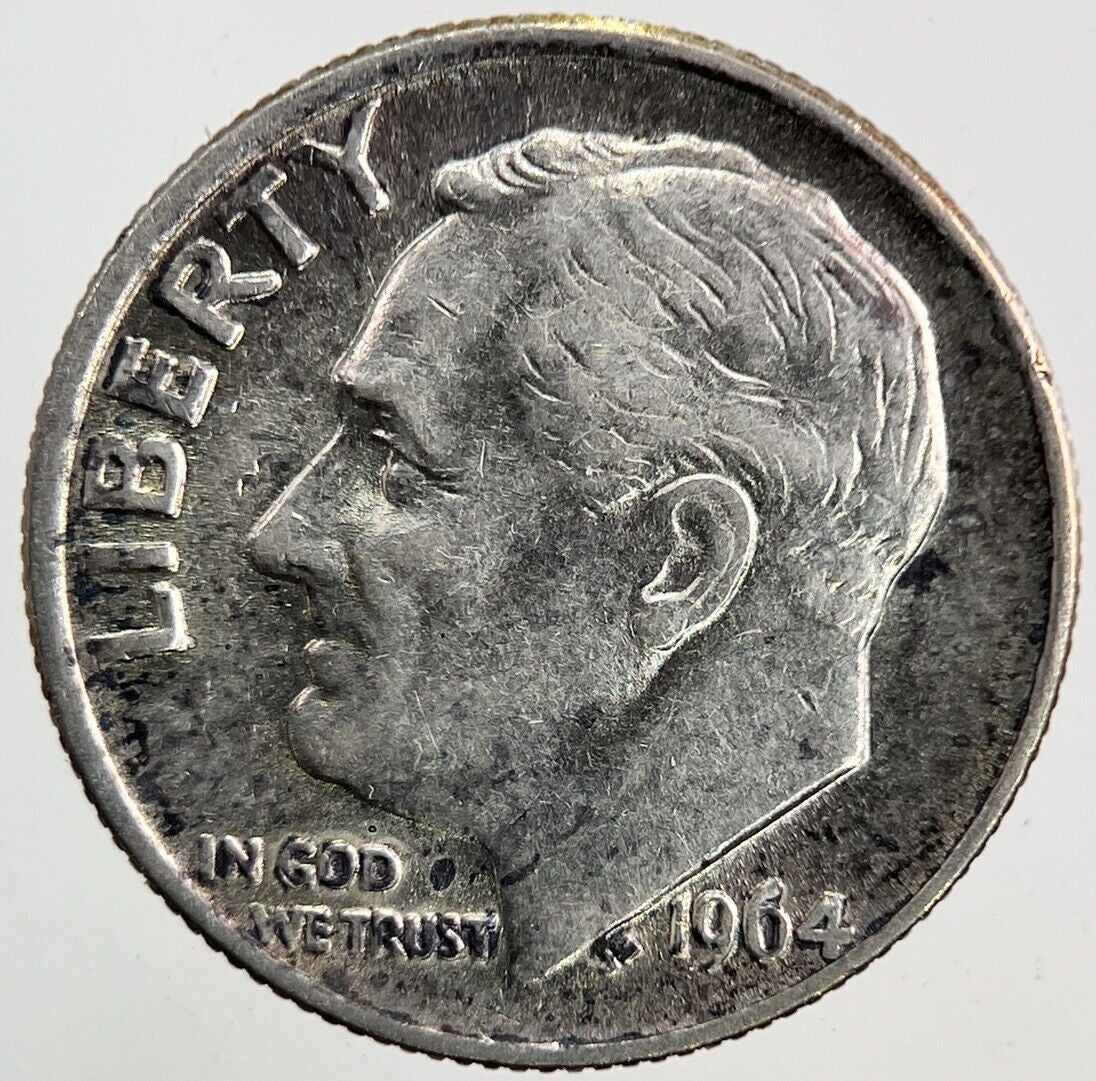 1964 US USA Roosevelt One Dime Silver Coin | Fine Collectable Grade