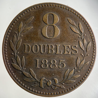 1885 Guernsey 8 Doubles Coin | Fine Collectable Grade