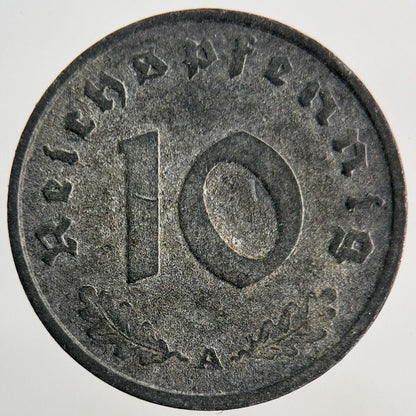 1944 Germany Nazi 10 Pfennig Coin | Very High Grade