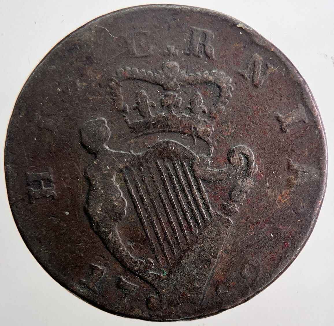 1782 Irish Hibernia Half - Penny Coin | Fine Collectable Grade | a6051
