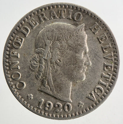 1920 Switzerland Swiss 20 Rappen Coin | Fine Collectable Grade