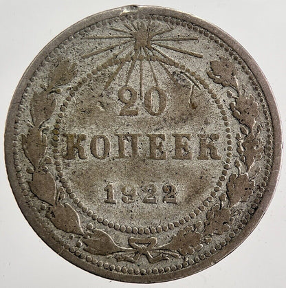 1922 Russia 20 Kopeks Silver Coin | Collectable Grade | a5868