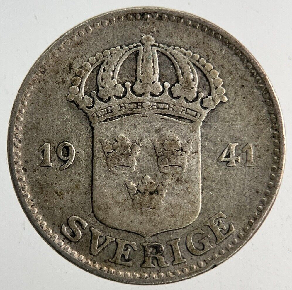 1941 Sweden 25 Ore Silver Coin | Fine Collectable Grade