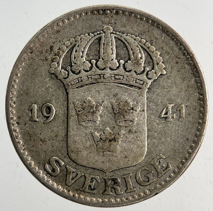 1941 Sweden 25 Ore Silver Coin | Fine Collectable Grade